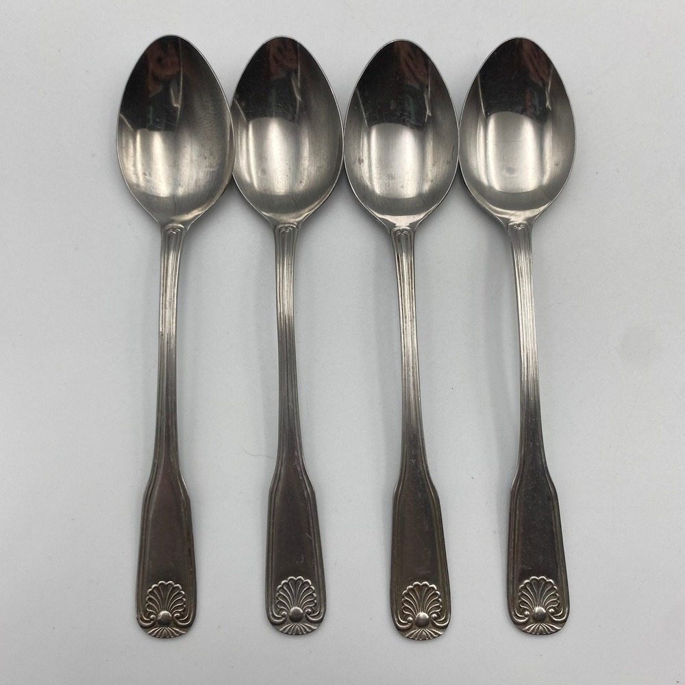 Rogers Antique Shell Teaspoons Set of 4 Stainless Steel Japan Flatware Silver